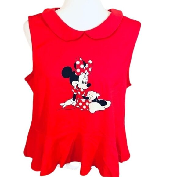 🎀 NEW Disney Minnie Mouse Peplum Tank – Women's XL 🎀100% Cotton - Picture 1 of 12